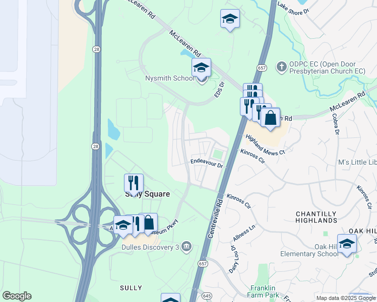 map of restaurants, bars, coffee shops, grocery stores, and more near in Herndon