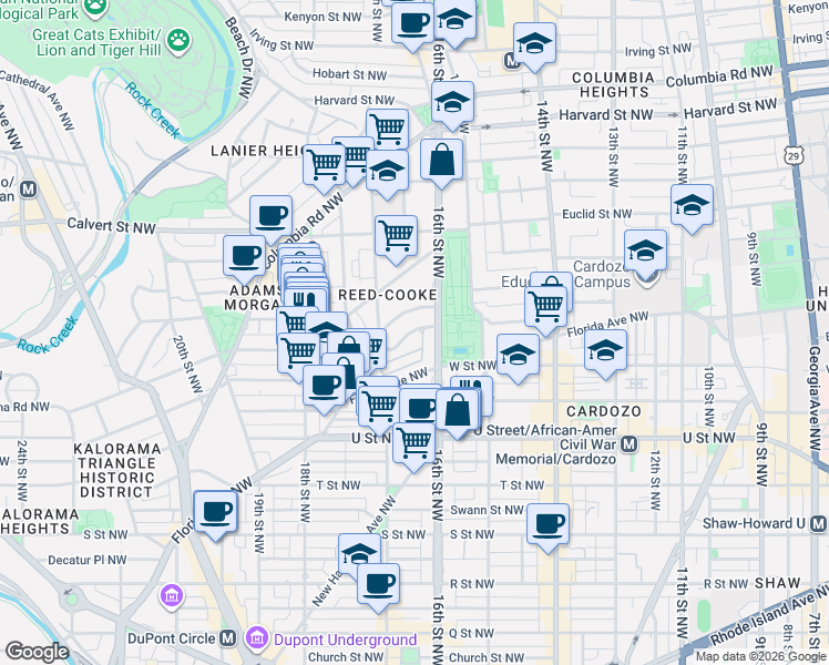 map of restaurants, bars, coffee shops, grocery stores, and more near 101 Independence Avenue Southeast in Washington