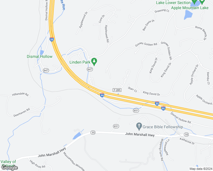 map of restaurants, bars, coffee shops, grocery stores, and more near 103 Gap Road in Front Royal