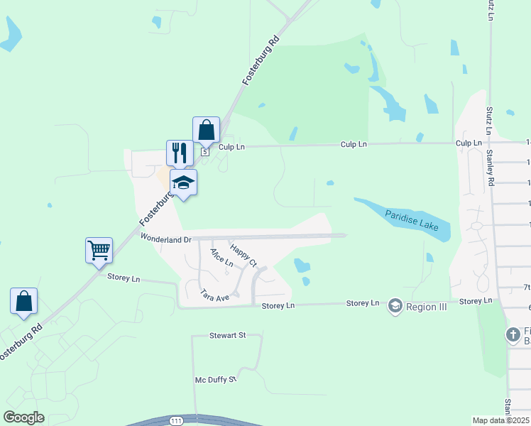 map of restaurants, bars, coffee shops, grocery stores, and more near 119 Greenbrier Lane in Bethalto