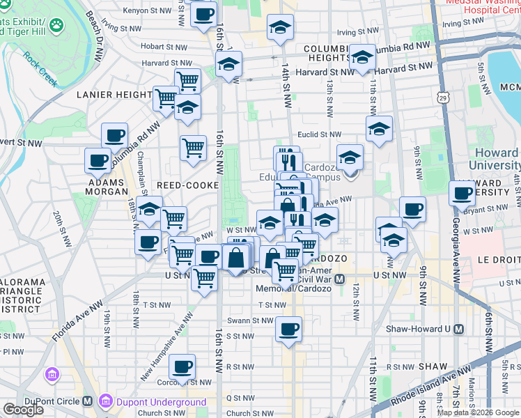 map of restaurants, bars, coffee shops, grocery stores, and more near 101 Independence Avenue Southeast in Washington