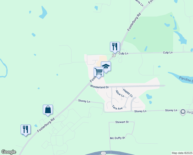 map of restaurants, bars, coffee shops, grocery stores, and more near 3300 Fosterburg Road in Alton