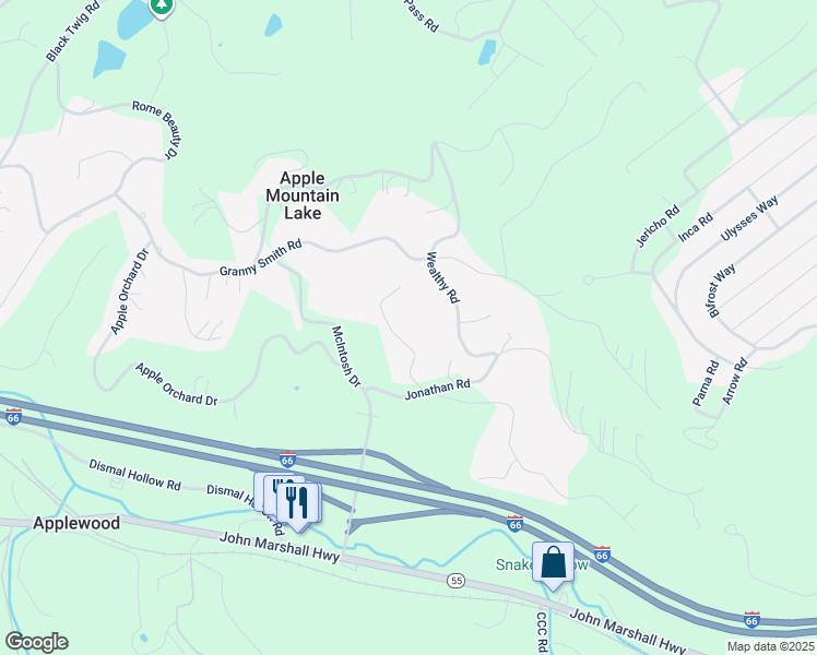 map of restaurants, bars, coffee shops, grocery stores, and more near 146 Apple Core Road in Linden