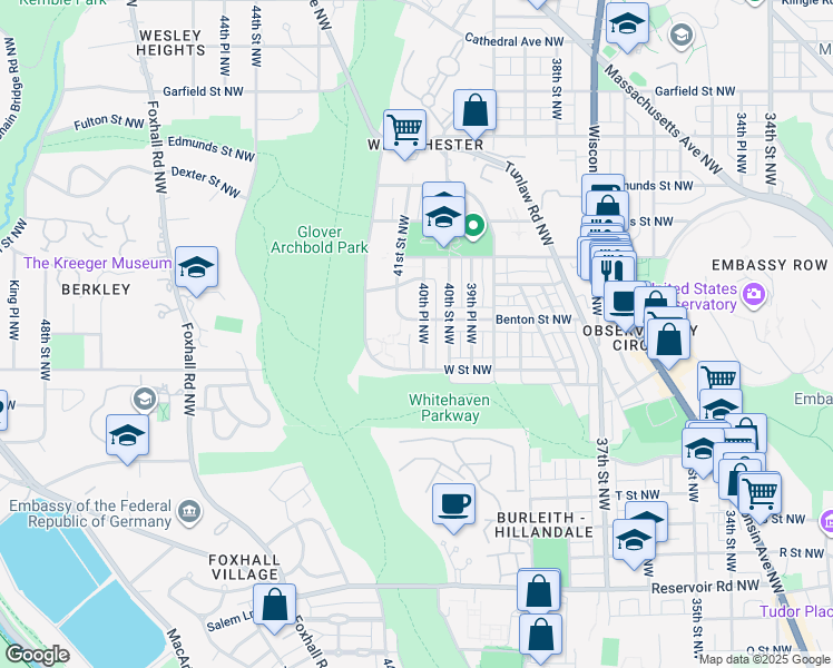 map of restaurants, bars, coffee shops, grocery stores, and more near 2228 40th Place Northwest in Washington