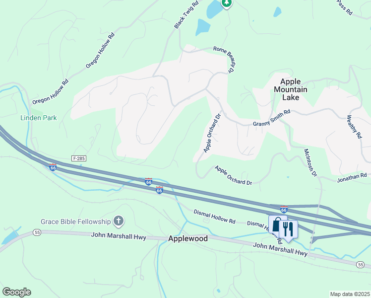 map of restaurants, bars, coffee shops, grocery stores, and more near 1256 King David Dr in Linden