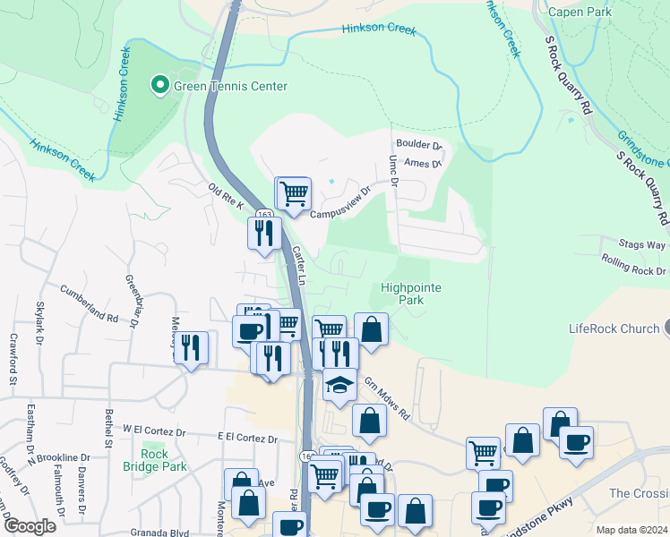 map of restaurants, bars, coffee shops, grocery stores, and more near 403 Foxfire Drive in Columbia