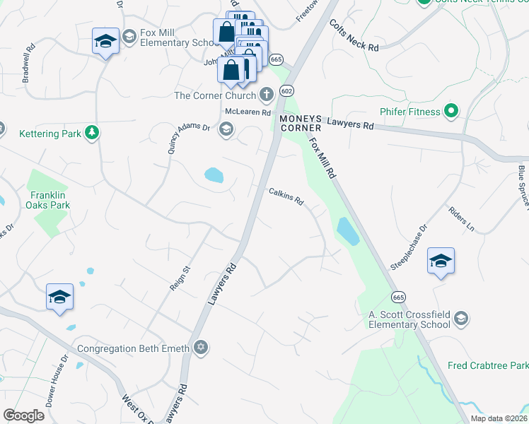 map of restaurants, bars, coffee shops, grocery stores, and more near 2751 Blueberry Farm Lane in Herndon