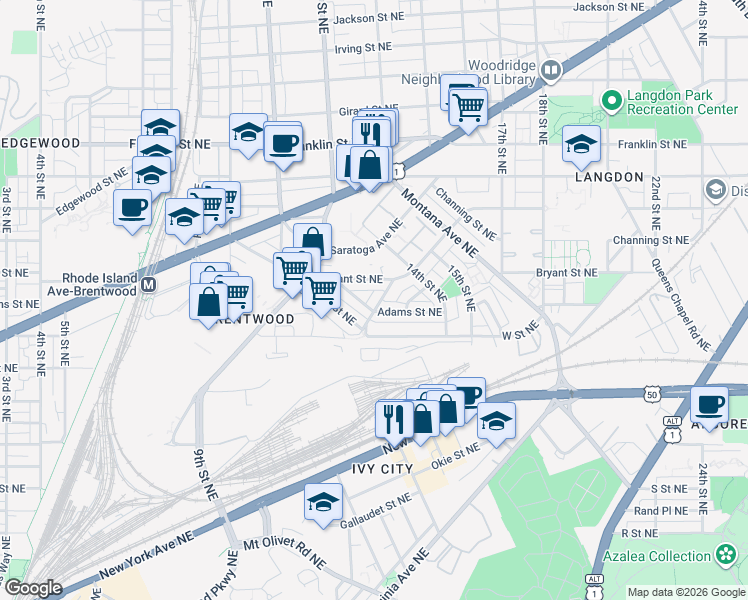 map of restaurants, bars, coffee shops, grocery stores, and more near 101 Independence Avenue Southeast in Washington