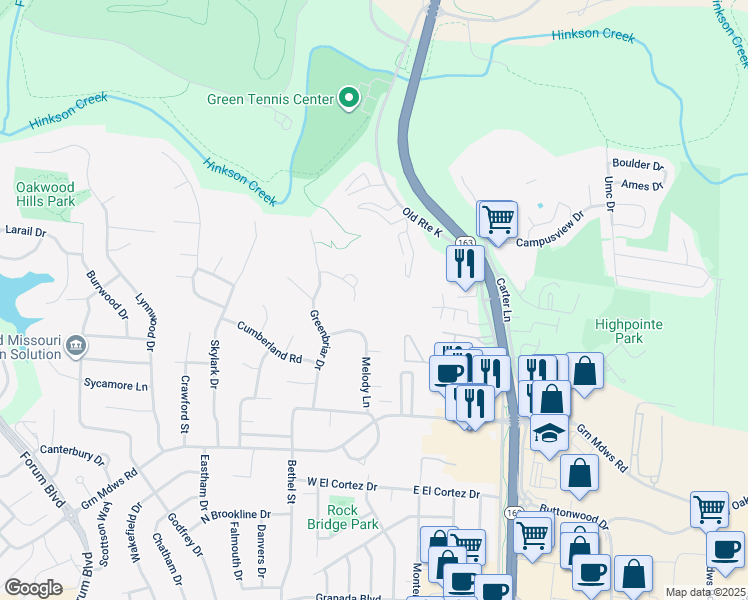 map of restaurants, bars, coffee shops, grocery stores, and more near 205-207 West Briarwood Lane in Columbia