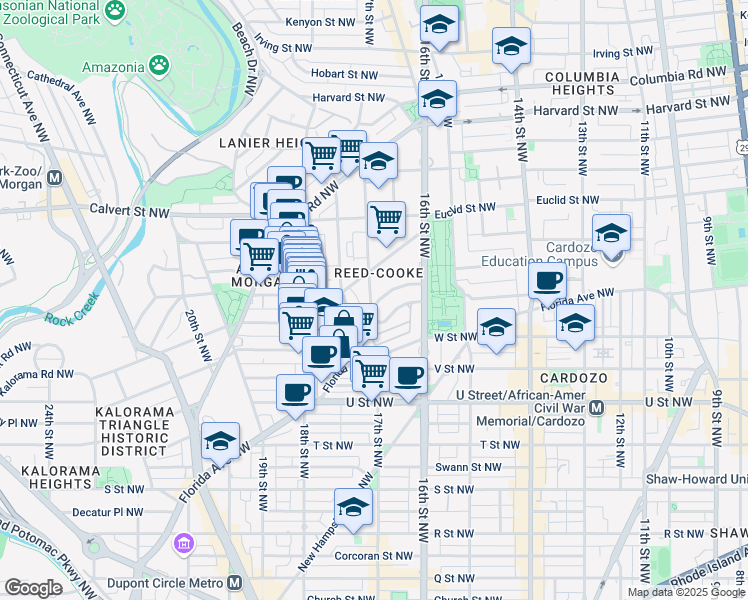 map of restaurants, bars, coffee shops, grocery stores, and more near 1685 Crescent Place Northwest in Washington