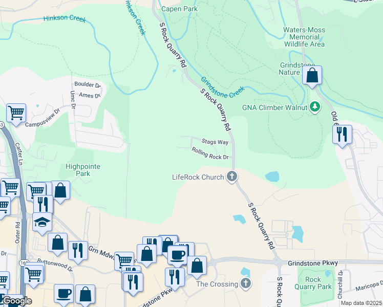 map of restaurants, bars, coffee shops, grocery stores, and more near 1400-1402 Rolling Rock Drive in Columbia