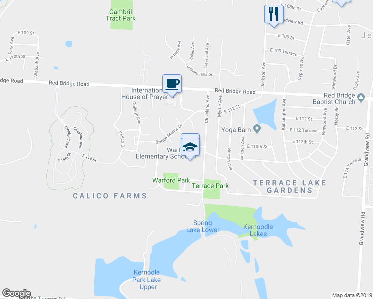 map of restaurants, bars, coffee shops, grocery stores, and more near 11314 Askew Avenue in Kansas City