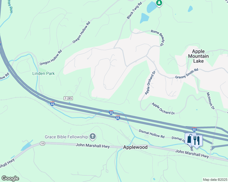 map of restaurants, bars, coffee shops, grocery stores, and more near 205 King David Drive in Linden