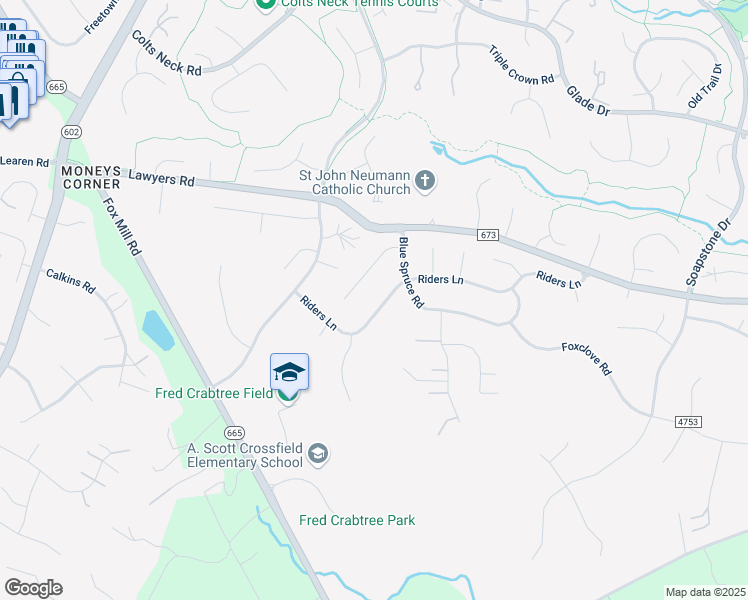 map of restaurants, bars, coffee shops, grocery stores, and more near 11922 Riders Ln in Reston
