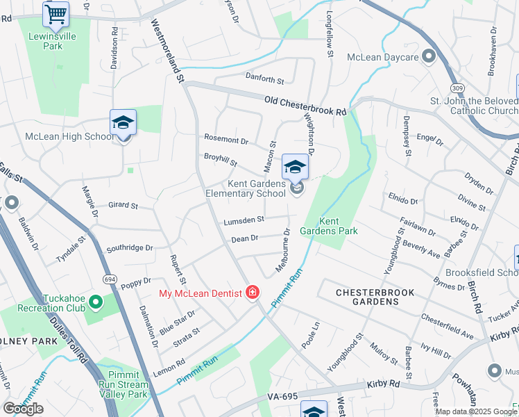 map of restaurants, bars, coffee shops, grocery stores, and more near 1716 Macon Street in McLean