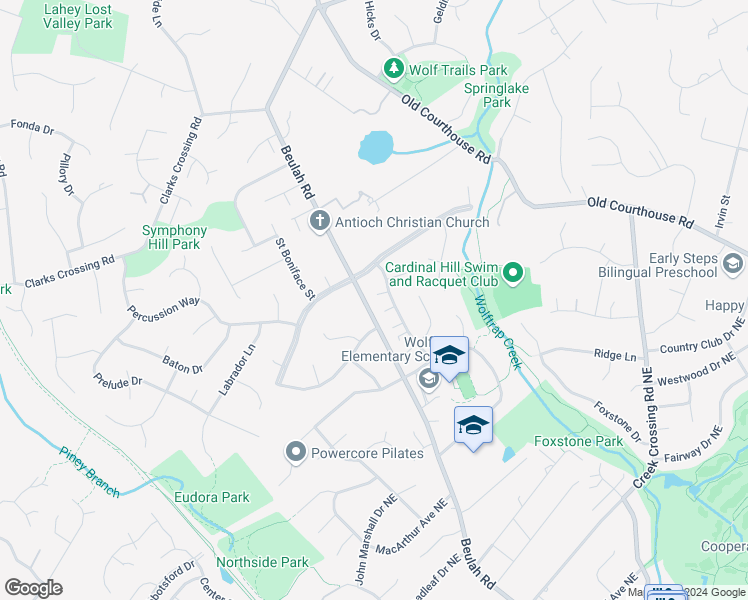 map of restaurants, bars, coffee shops, grocery stores, and more near 1808 Saint Roman Drive in Vienna