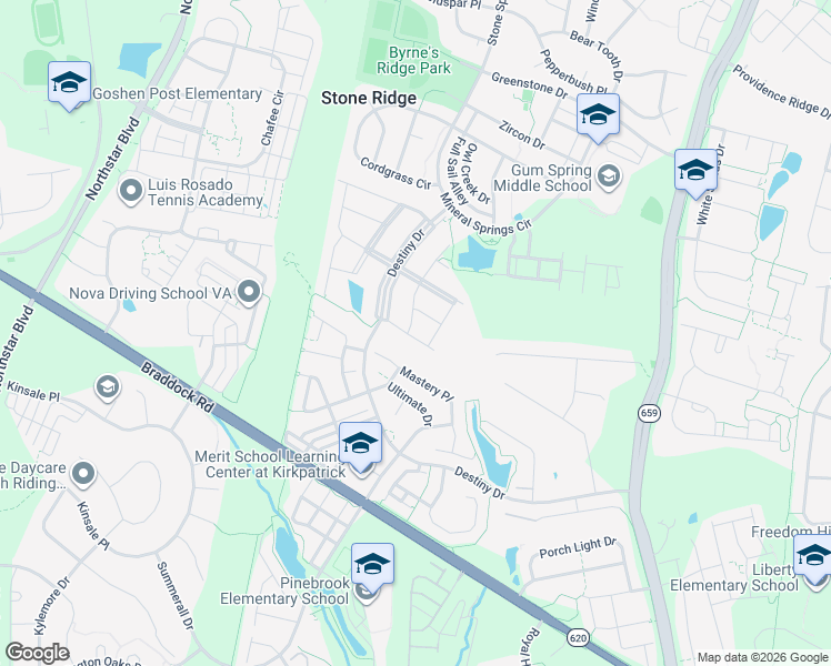 map of restaurants, bars, coffee shops, grocery stores, and more near 25196 Hummocky Terrace in Aldie