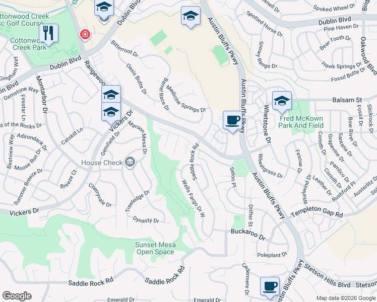 map of restaurants, bars, coffee shops, grocery stores, and more near 5730 Velvet Court in Colorado Springs