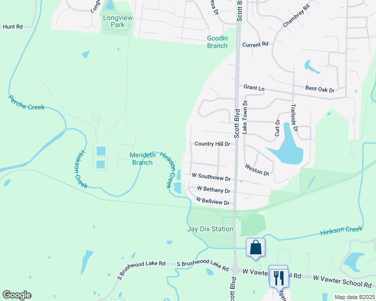 map of restaurants, bars, coffee shops, grocery stores, and more near 3381 South Brampton Lane in Columbia