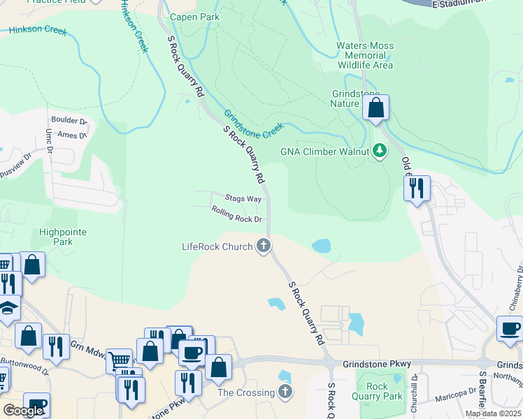 map of restaurants, bars, coffee shops, grocery stores, and more near 1537 Rolling Rock Drive in Columbia