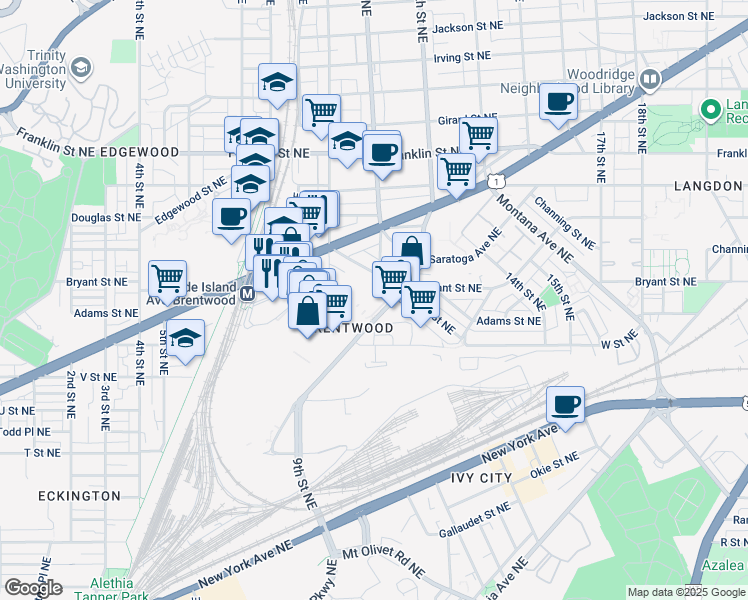 map of restaurants, bars, coffee shops, grocery stores, and more near 15 in Washington