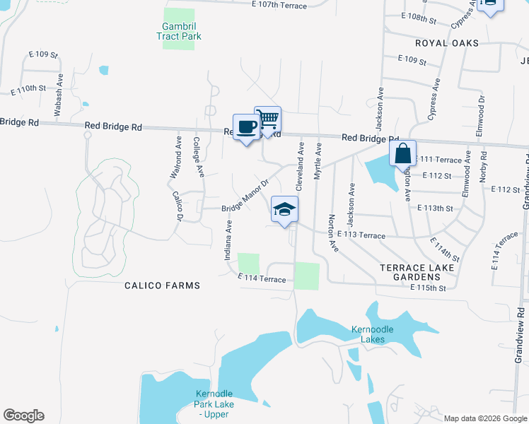map of restaurants, bars, coffee shops, grocery stores, and more near 11314 Askew Avenue in Kansas City