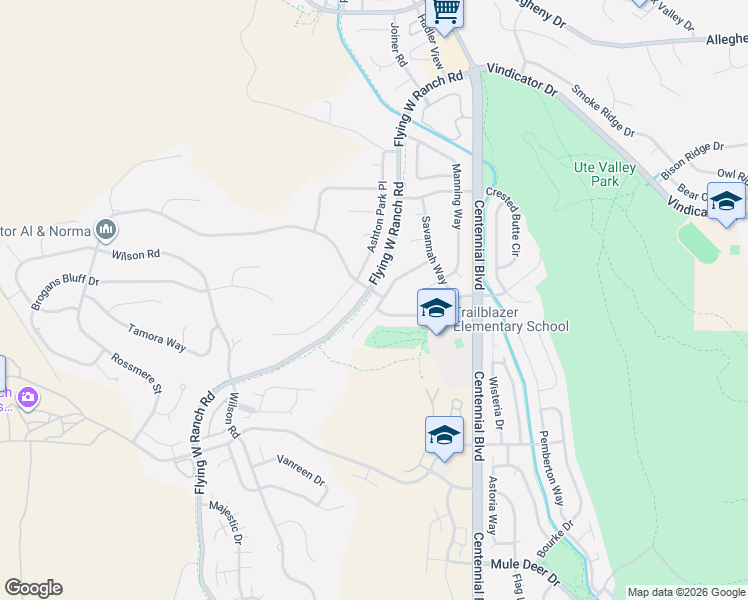 map of restaurants, bars, coffee shops, grocery stores, and more near 6110 Moorfield Avenue in Colorado Springs