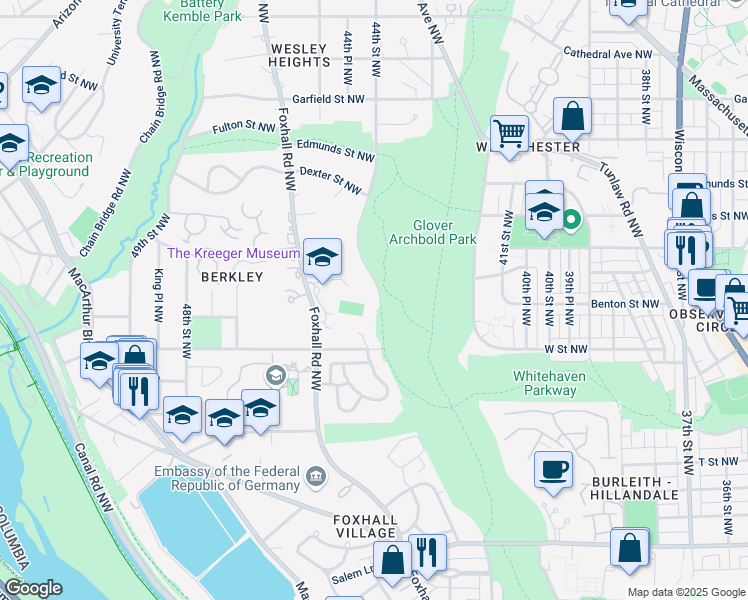 map of restaurants, bars, coffee shops, grocery stores, and more near 2306 44th Street Northwest in Washington