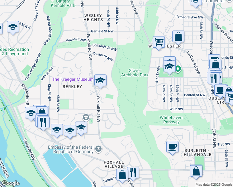 map of restaurants, bars, coffee shops, grocery stores, and more near 2306 44th Street Northwest in Washington