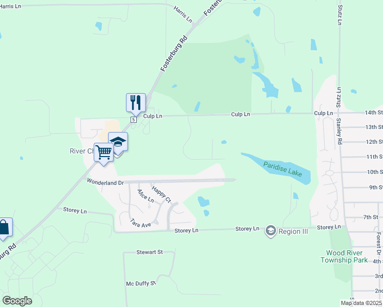 map of restaurants, bars, coffee shops, grocery stores, and more near 119 Greenbrier Lane in Bethalto