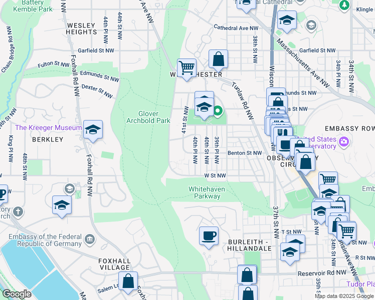 map of restaurants, bars, coffee shops, grocery stores, and more near 4029 Benton Street Northwest in Washington