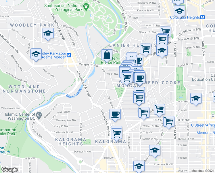 map of restaurants, bars, coffee shops, grocery stores, and more near 101 Independence Avenue Southeast in Washington