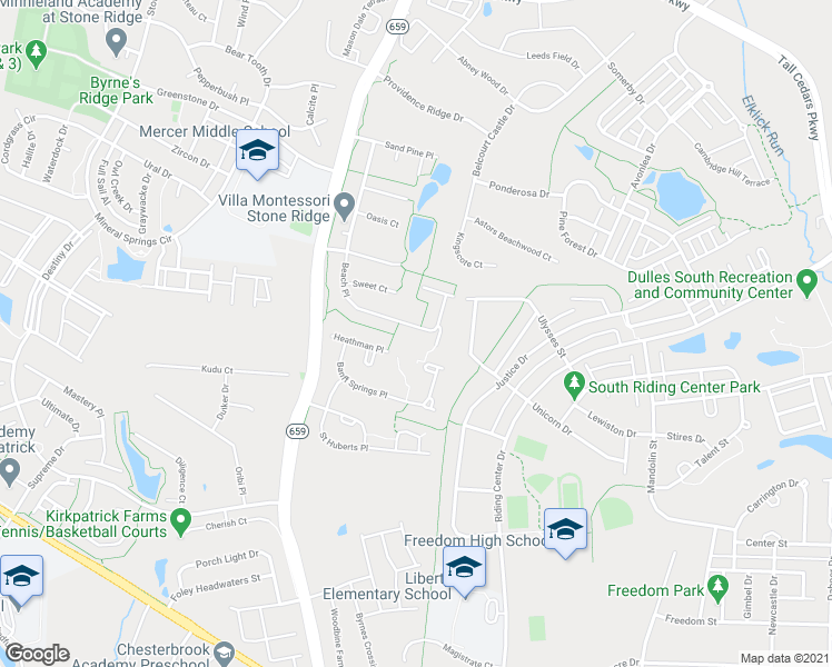 map of restaurants, bars, coffee shops, grocery stores, and more near 25187 Beach Place in Chantilly