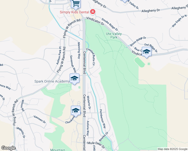 map of restaurants, bars, coffee shops, grocery stores, and more near 6155 Moccasin Pass Court in Colorado Springs