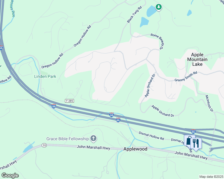 map of restaurants, bars, coffee shops, grocery stores, and more near 196 King David Drive in Linden