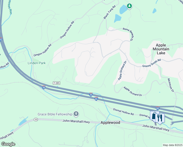 map of restaurants, bars, coffee shops, grocery stores, and more near 196 King David Drive in Linden