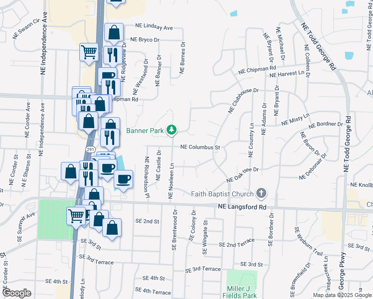 map of restaurants, bars, coffee shops, grocery stores, and more near 504 Northeast Wild Plum Court in Lee's Summit