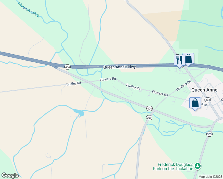 map of restaurants, bars, coffee shops, grocery stores, and more near 31770 Old Queen Anne Road in Queen Anne