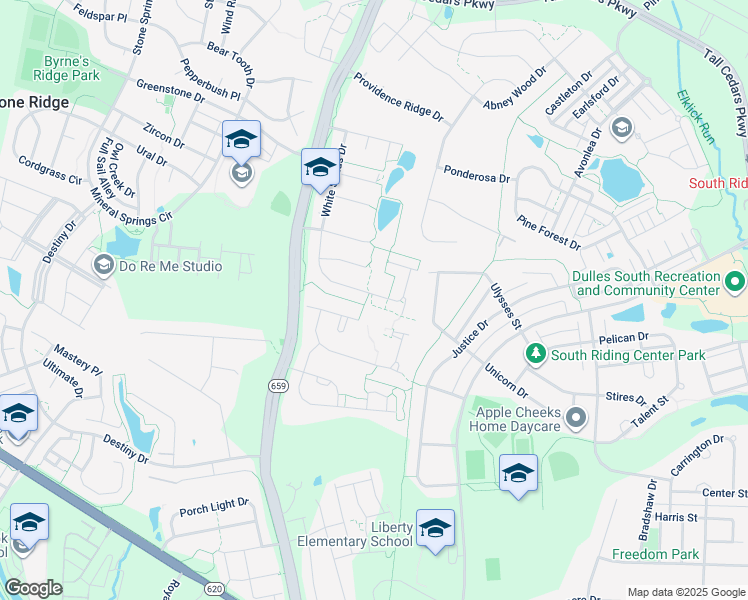 map of restaurants, bars, coffee shops, grocery stores, and more near 25177 Beach Place in Chantilly