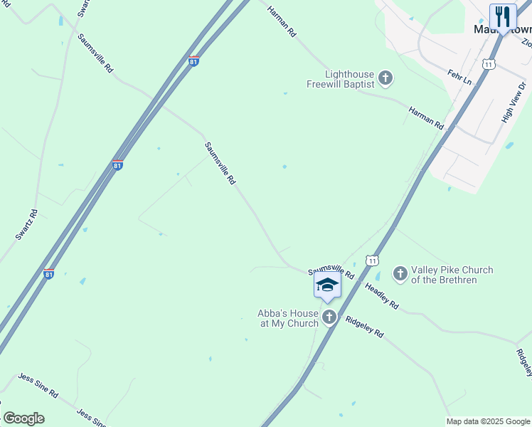 map of restaurants, bars, coffee shops, grocery stores, and more near 432 Saumsville Road in Woodstock