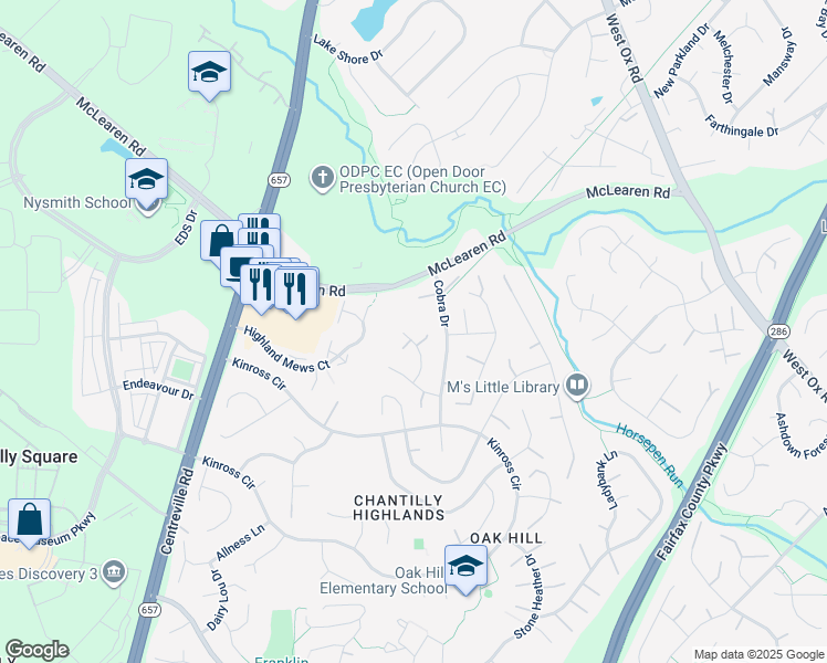map of restaurants, bars, coffee shops, grocery stores, and more near 3005 Taylor Makenzye Court in Herndon