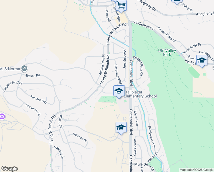 map of restaurants, bars, coffee shops, grocery stores, and more near 2120 Wickes Road in Colorado Springs