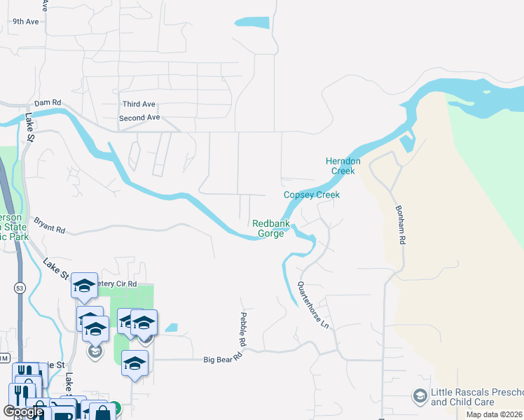 map of restaurants, bars, coffee shops, grocery stores, and more near 16795 Cache Creek Lane in Clearlake
