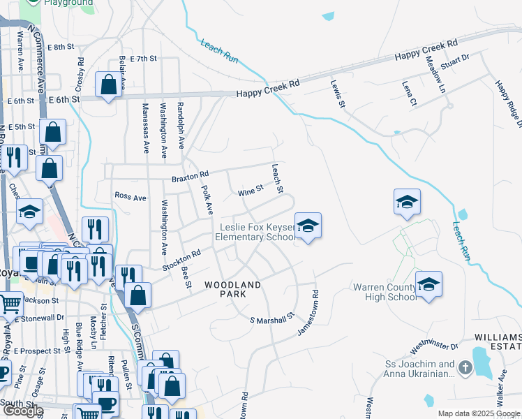 map of restaurants, bars, coffee shops, grocery stores, and more near 1048 Horseshoe Drive in Front Royal