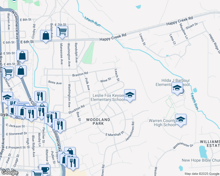 map of restaurants, bars, coffee shops, grocery stores, and more near 1048 Horseshoe Drive in Front Royal