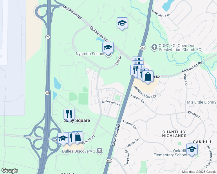 map of restaurants, bars, coffee shops, grocery stores, and more near 13722 Neil Armstrong Avenue in Herndon