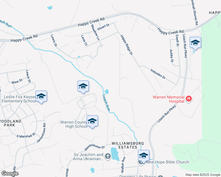 map of restaurants, bars, coffee shops, grocery stores, and more near 315 Swan Road in Front Royal