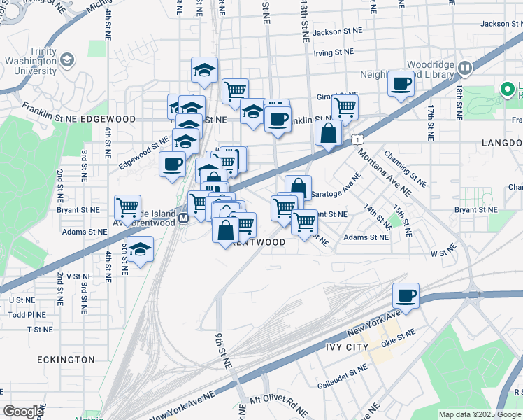 map of restaurants, bars, coffee shops, grocery stores, and more near 42 in Washington