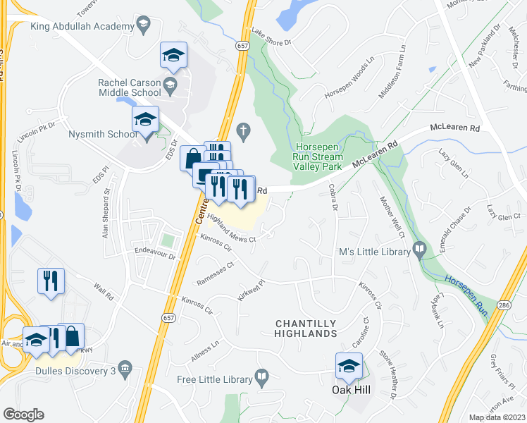 map of restaurants, bars, coffee shops, grocery stores, and more near 3028 McMaster Court in Herndon