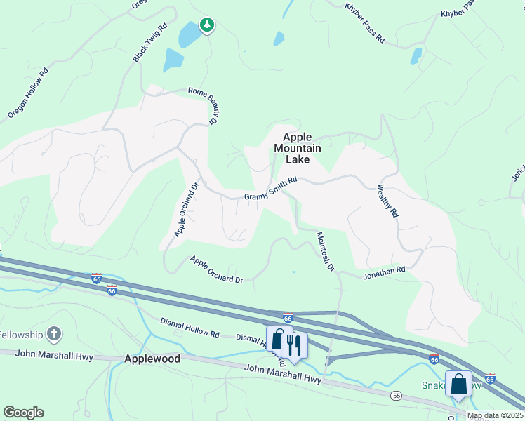 map of restaurants, bars, coffee shops, grocery stores, and more near 356 Granny Smith Road in Linden